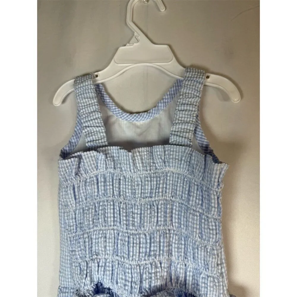 Baby Girls One Piece Swimsuit Size 3T Blue White Gingham Ruffle Skirt